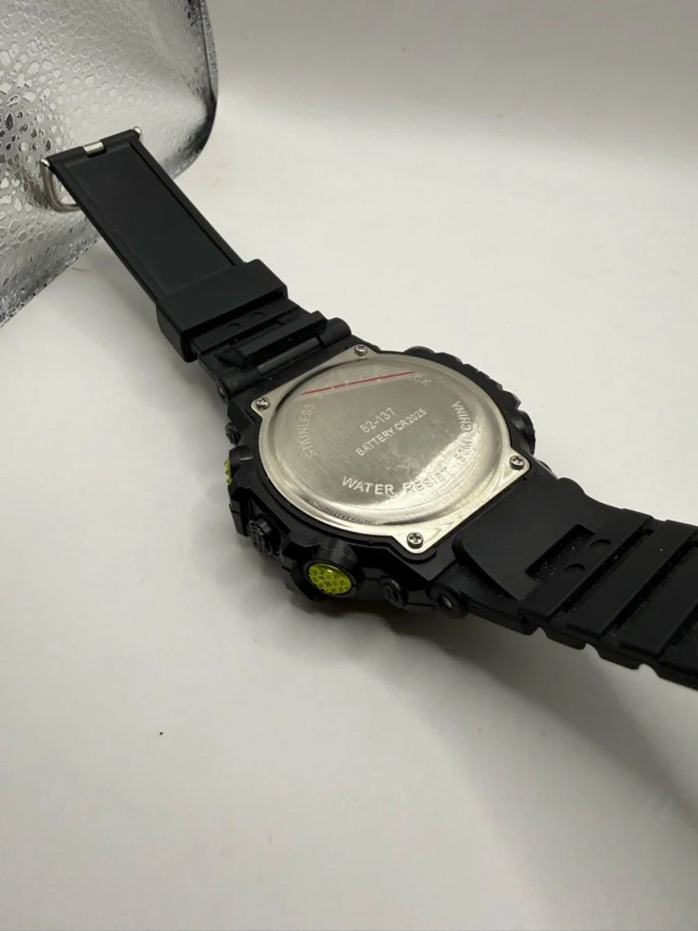 George Men's Digital Sport Wristwatch Plastic Strap Black Yellow Bezel Beautiful